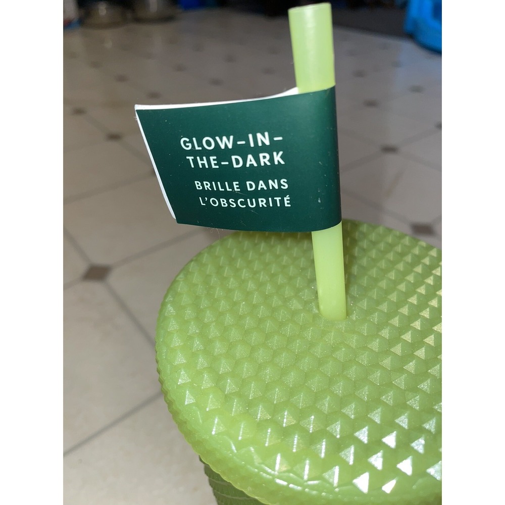 Starbucks 16oz Tumbler Studded Lemongrass Glow in the Dark 2022 Straw Halloween - Picture 5 of 8